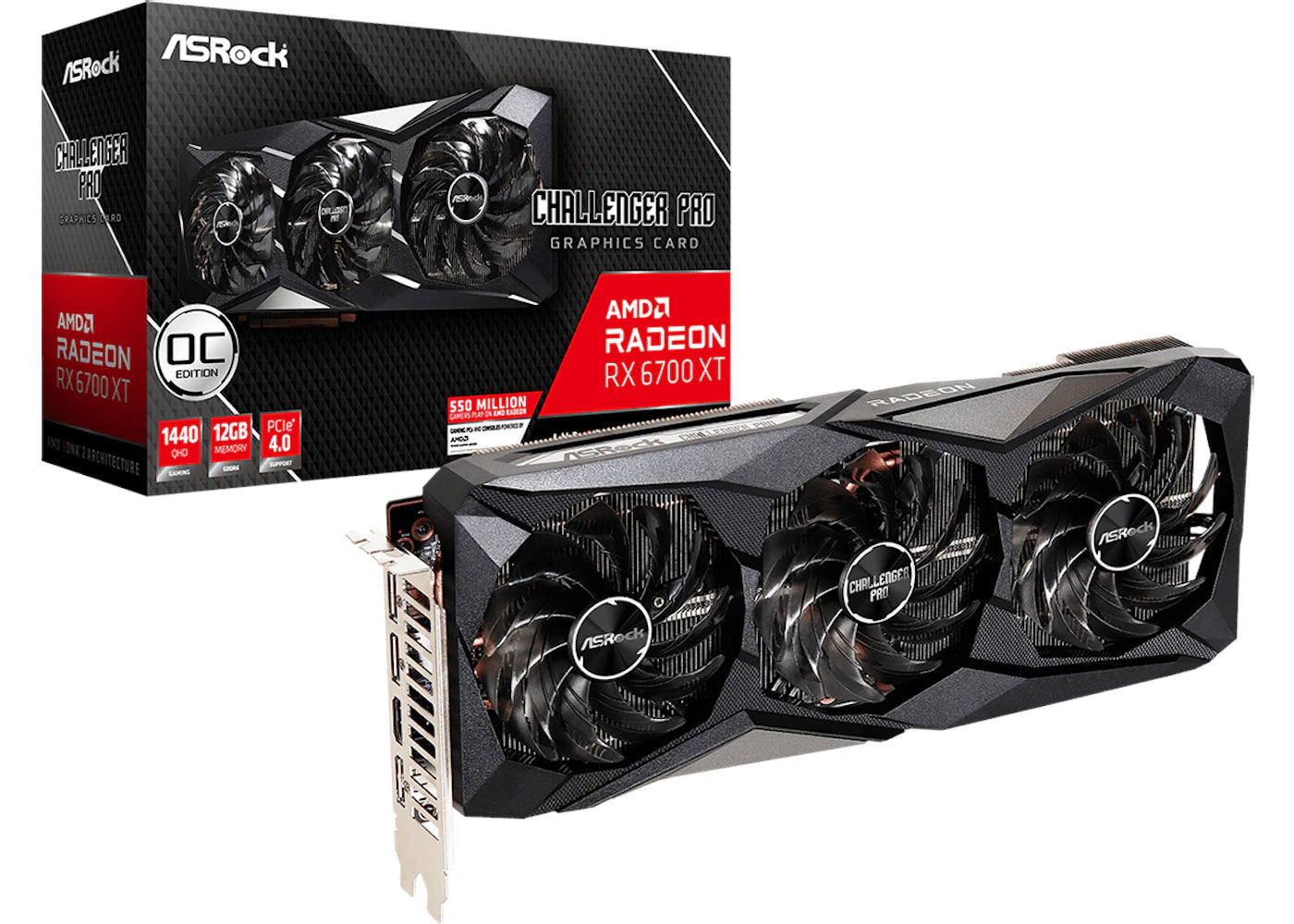 AMD ASROCK Radeon RX 6700 XT Phantom Challenger Pro 12GB OC Graphics Card (RX6700XT CLP 12GO)