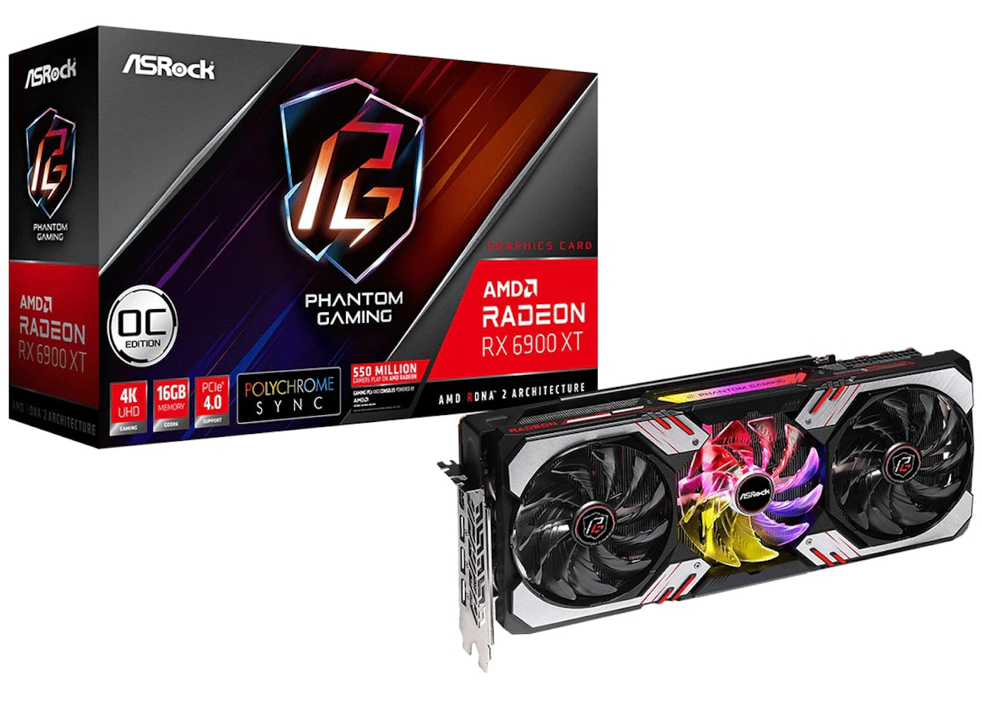 AMD ASROCK Radeon RX 6900 XT Phantom Gaming D 16G OC Graphics Card (RX6900XT PGD 16GO)