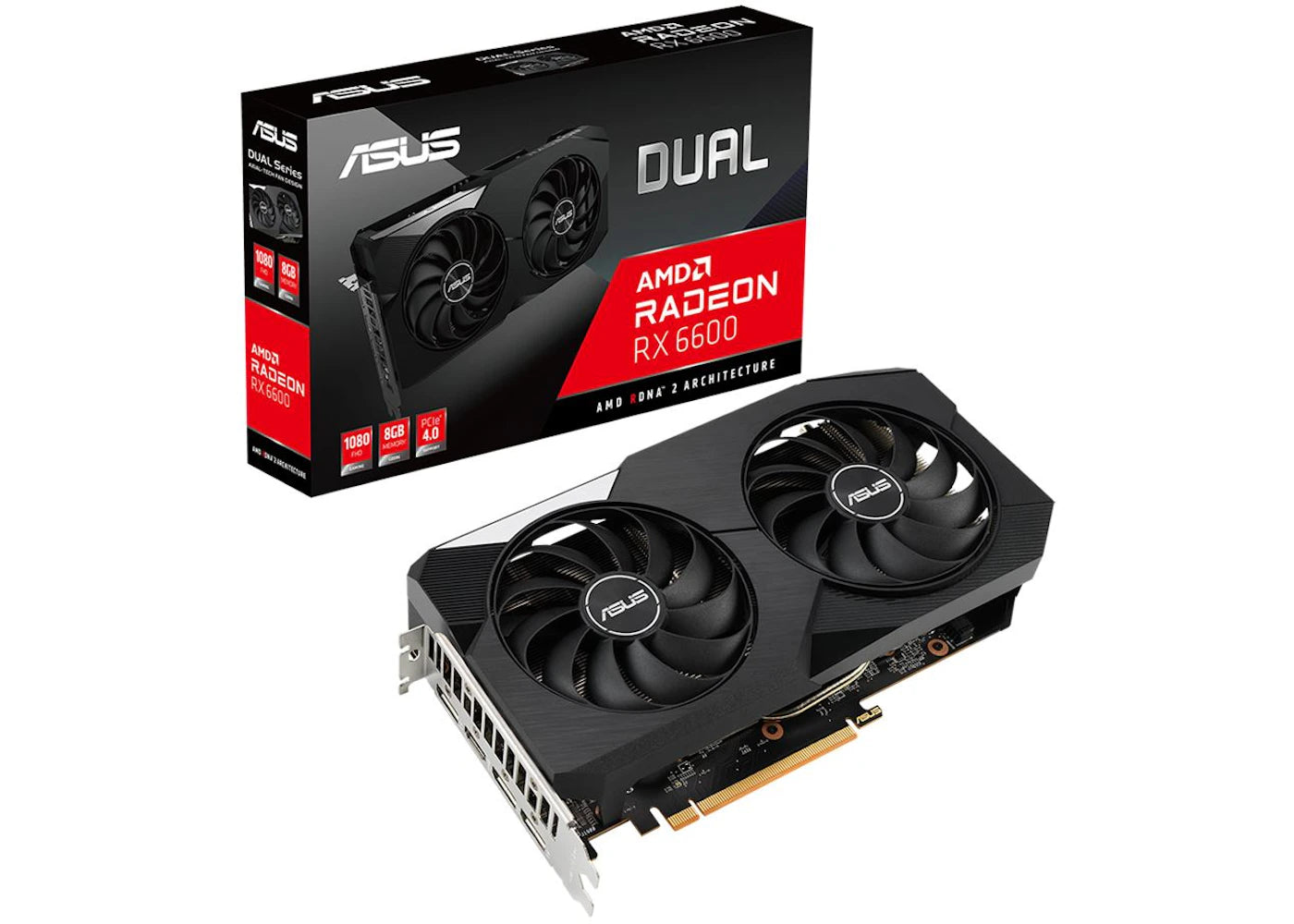 AMD ASUS Radeon RX 6600 Dual Dual-Fan 8GB Graphics Card DUAL-RX6600-8G