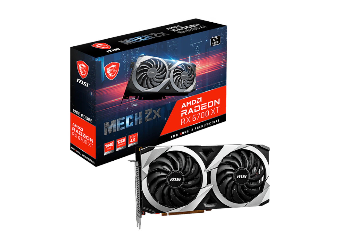 AMD MSI Radeon RX 6700 XT MECH 2X 12GB Graphics Card (Radeon-RX-6700-XT-MECH-2X-12G)