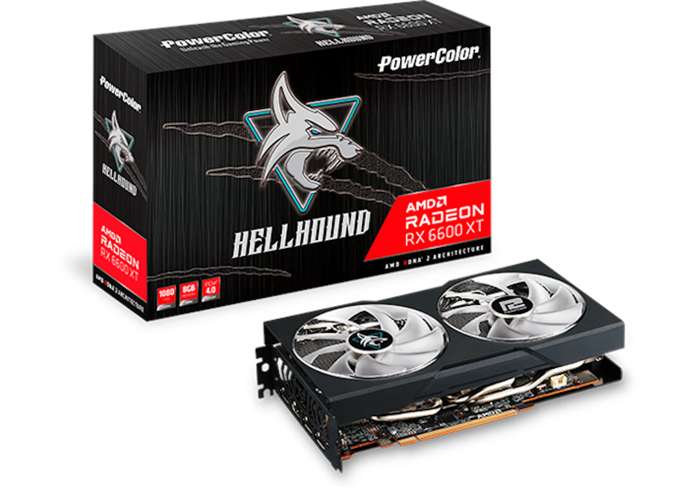 AMD PowerColor Hellhound Radeon RX 6600 XT 8G OC Graphics Card (AXRX 6600XT 8GBD6-3DHL/OC)