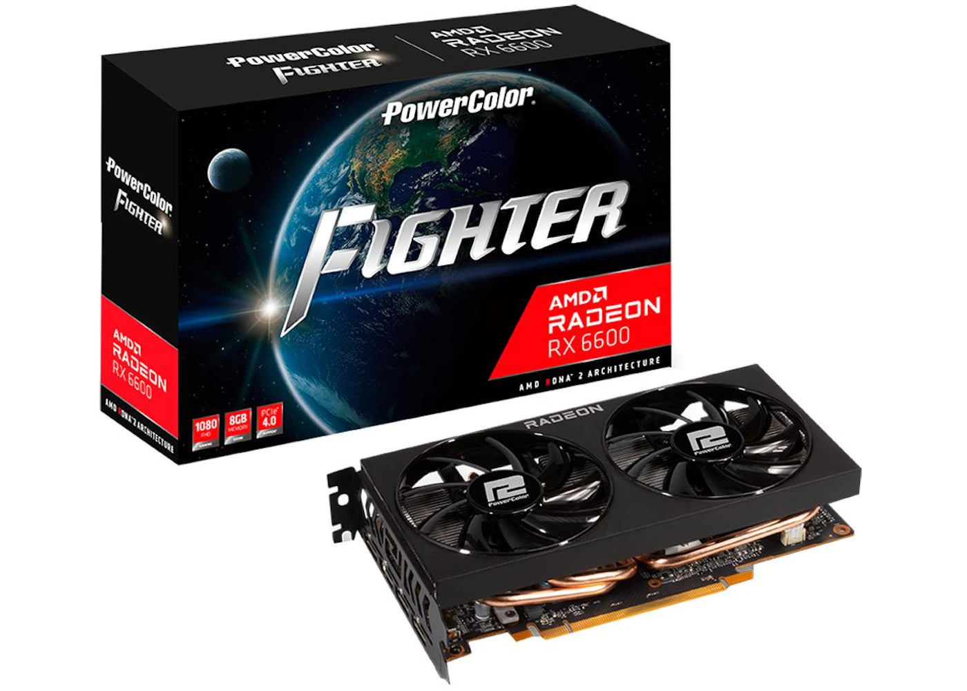 AMD PowerColor Radeon RX 6600 Fighter Dual-Fan 8GB Graphics Card AXRX 6600 8GBD6-3DH