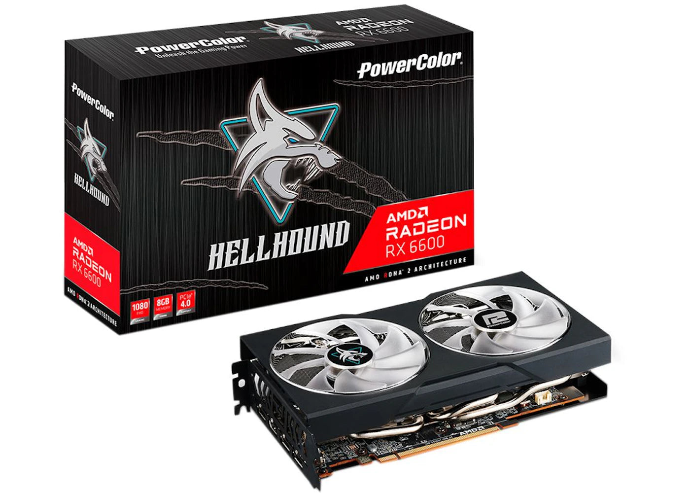 AMD Powercolor Radeon RX 6600 Hellhound Dual-Fan 8GB Graphics Card AXRX 6600  8GBD6-3DHL