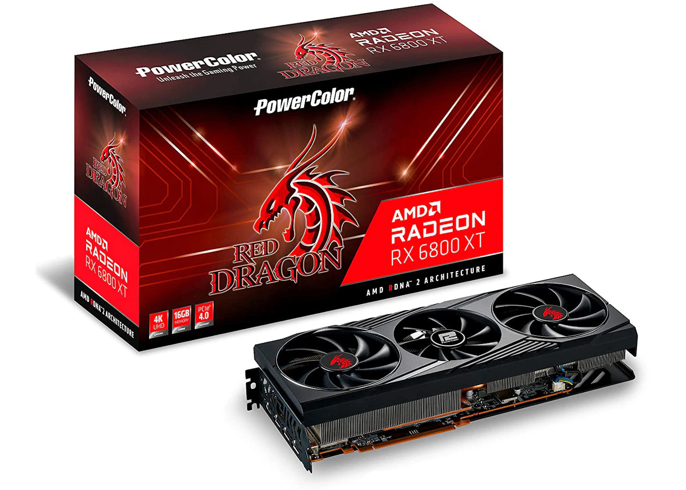AMD PowerColor Red Dragon Radeon RX 6800 XT OC 16G Graphics Card (AXRX6800XT16GBD6-3DHR/OC)