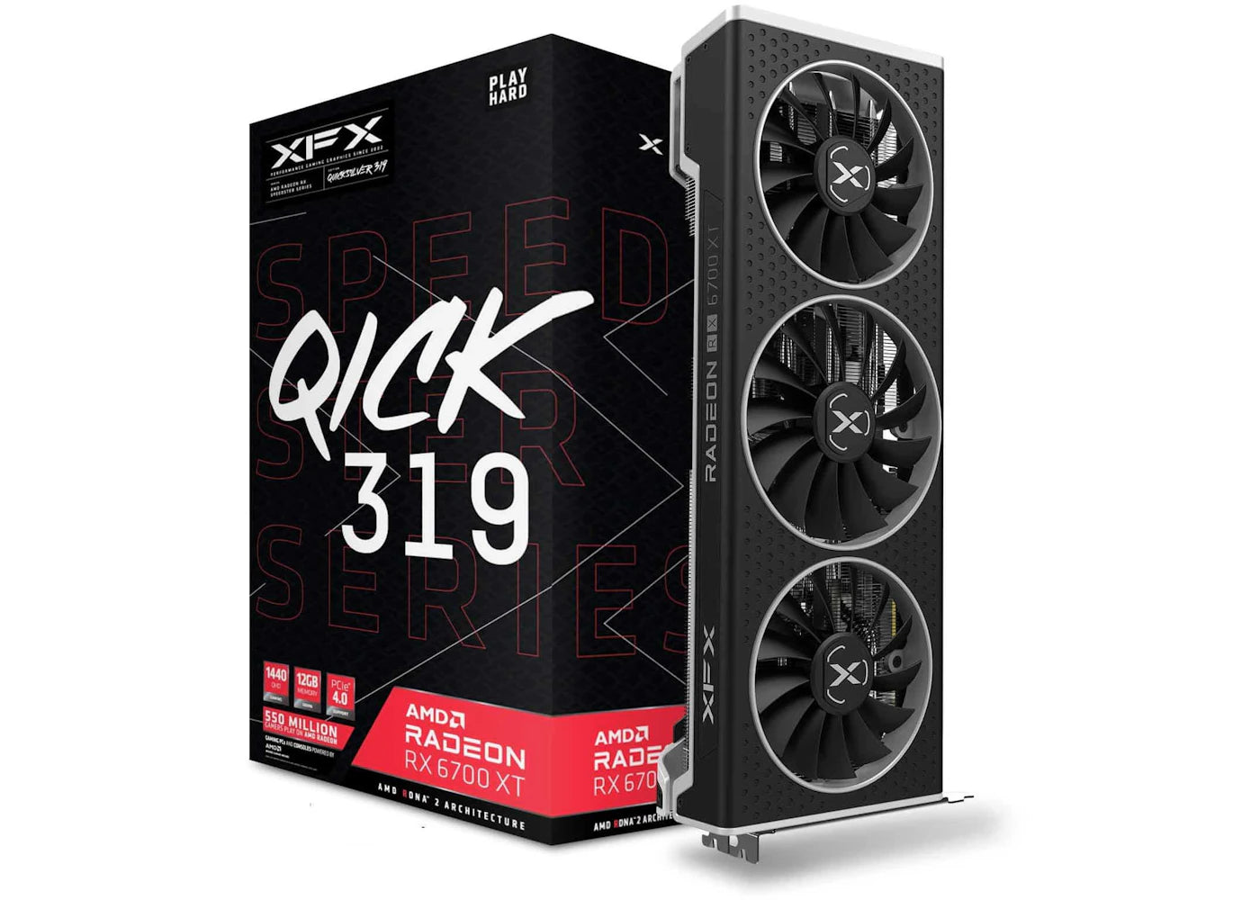 AMD XFX SPEEDSTER QICK 319 Radeon RX 6700 XT BLACK 12G Graphics Card (RX-67XTYPBDP)