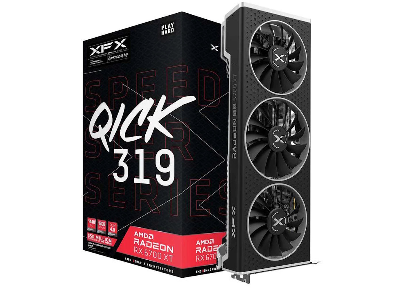 AMD XFX SPEEDSTER QICK319 Radeon RX 6700 XT CORE Gaming 12GB Graphics Card (RX-67XTYLUDP)