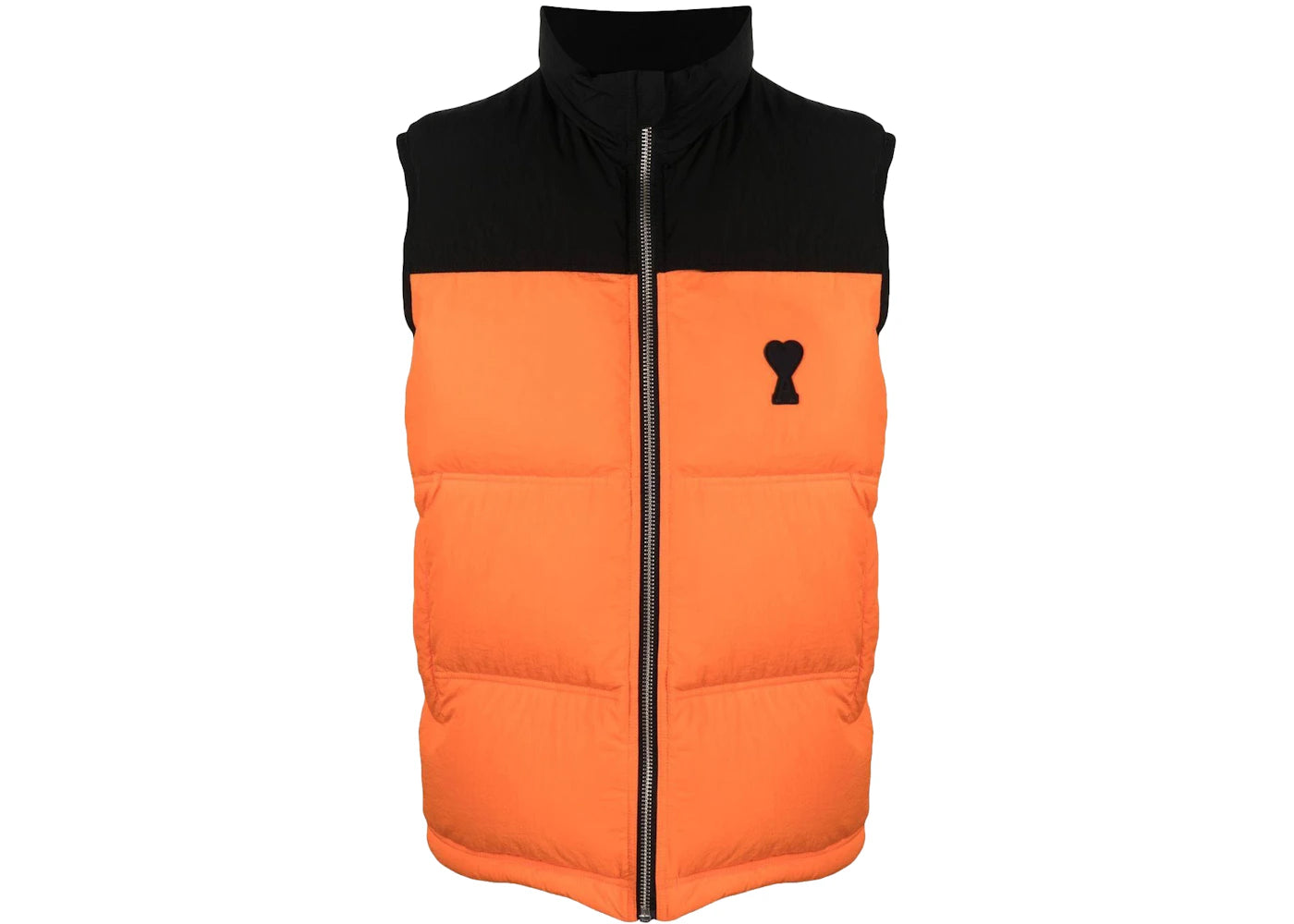 Ami Paris Chest Logo-Print Padded Jacket Black/Orange
