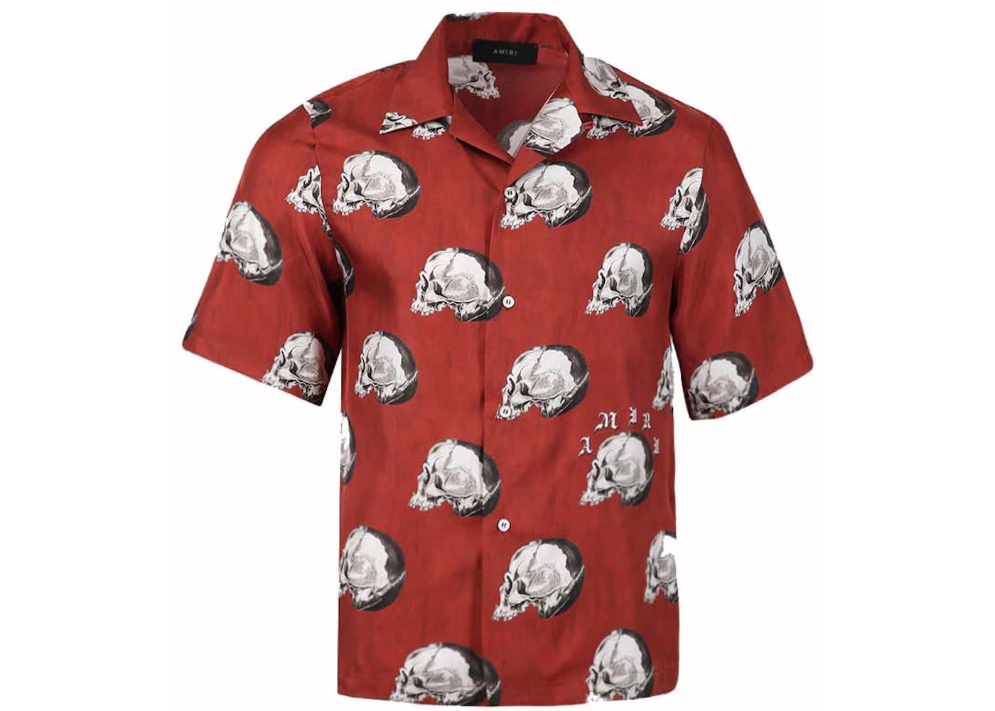 AMIRI All Over Skull Bowling Shirt Red