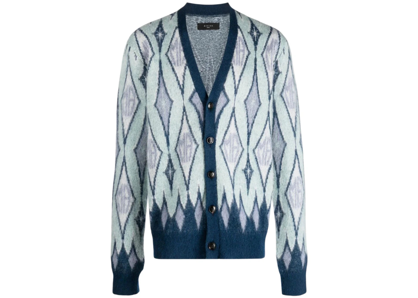 AMIRI Amiri Argyle Mohair Cardigan Blue