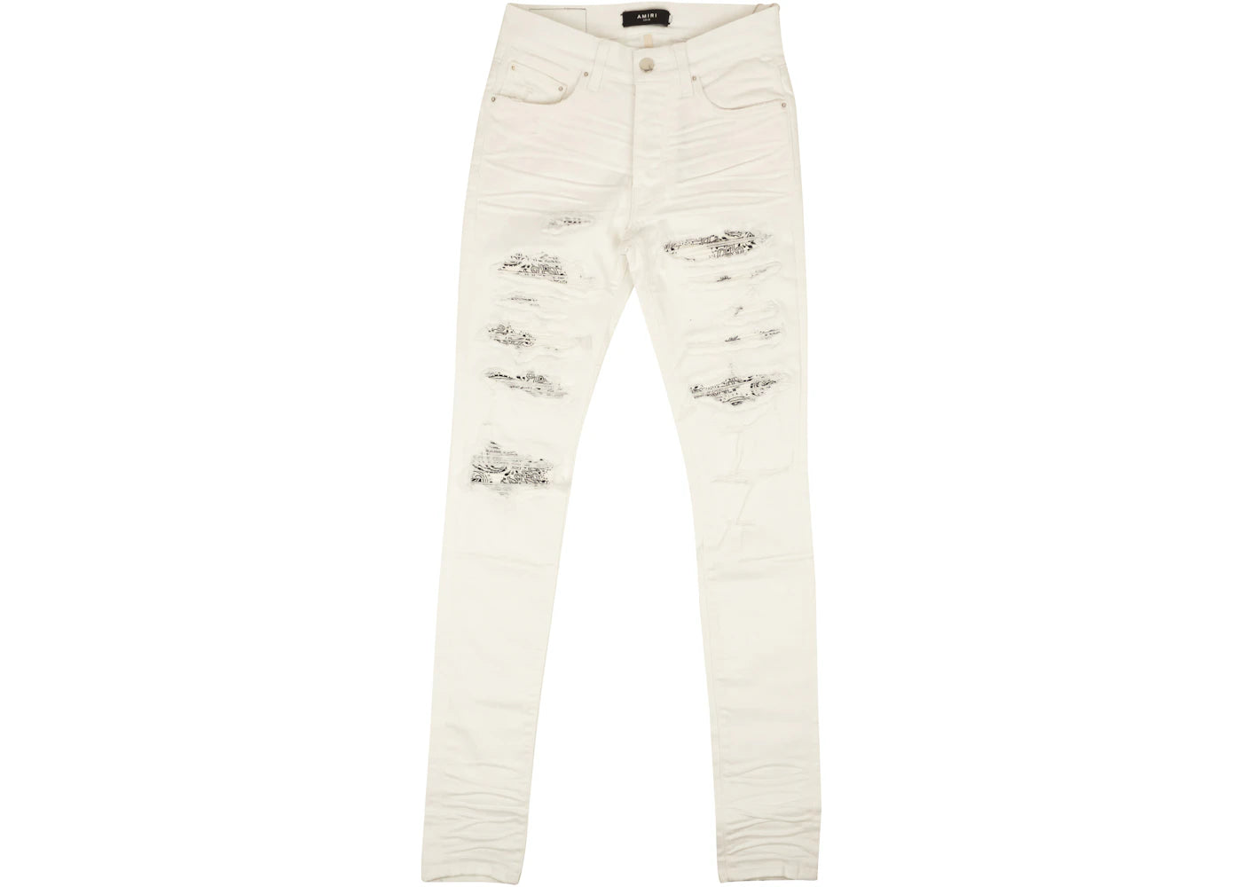 AMIRI Bandana Thrasher Skinny Jeans White