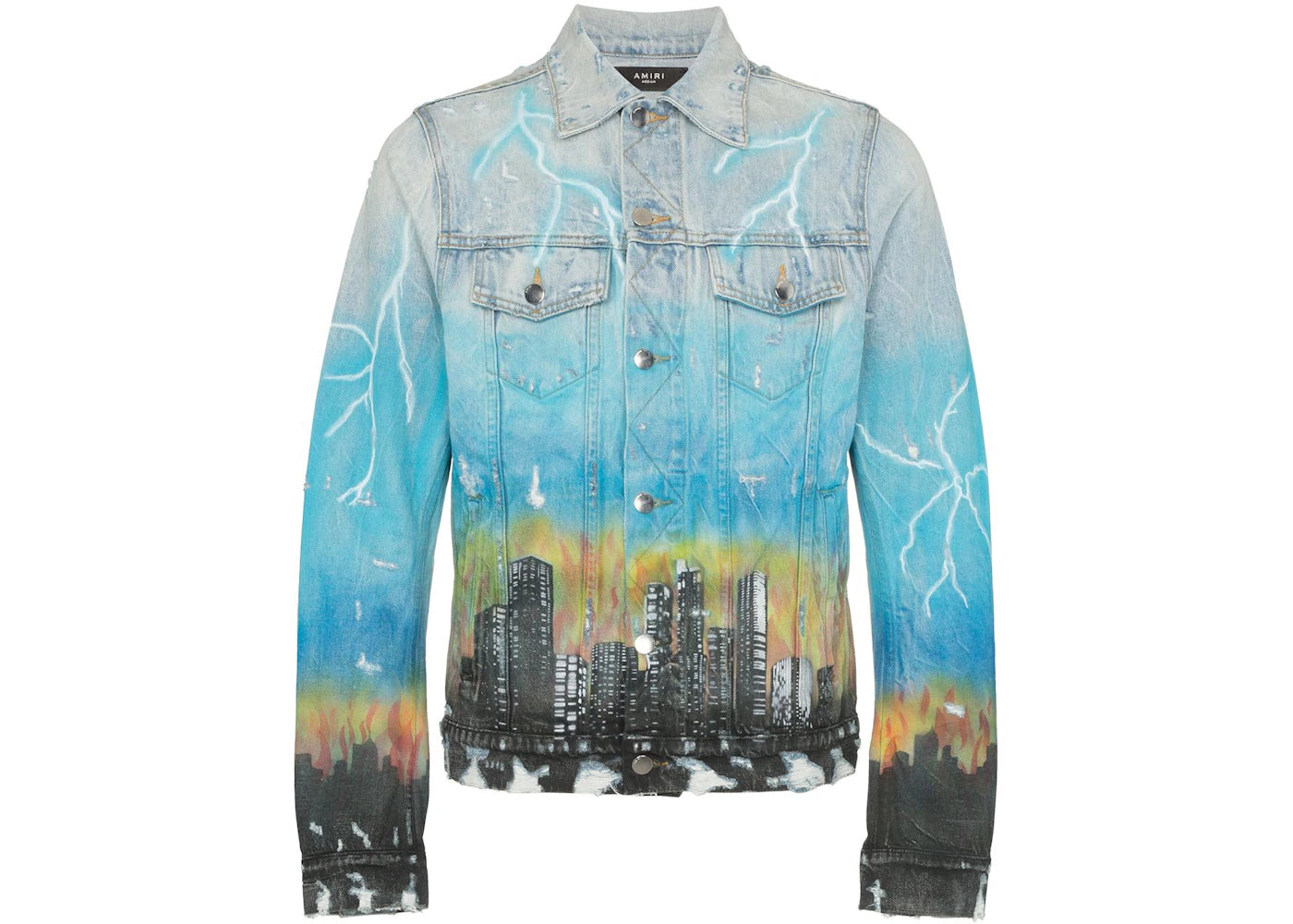 AMIRI City Dragon Trucker Denim Jacket Blue