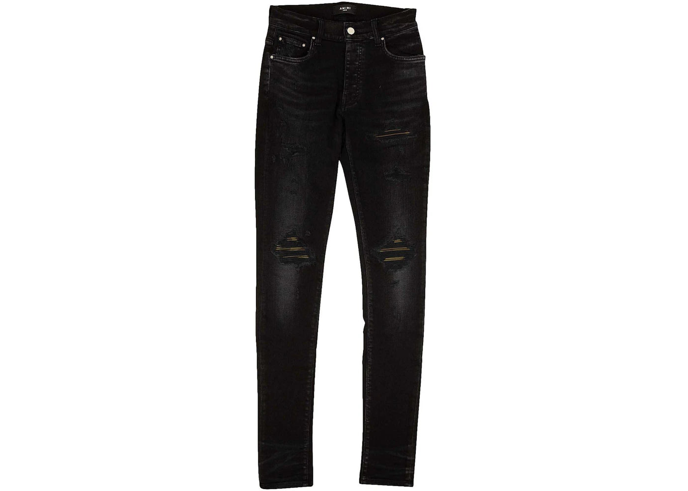 AMIRI MX1 Camo Leather Patch Jeans Black