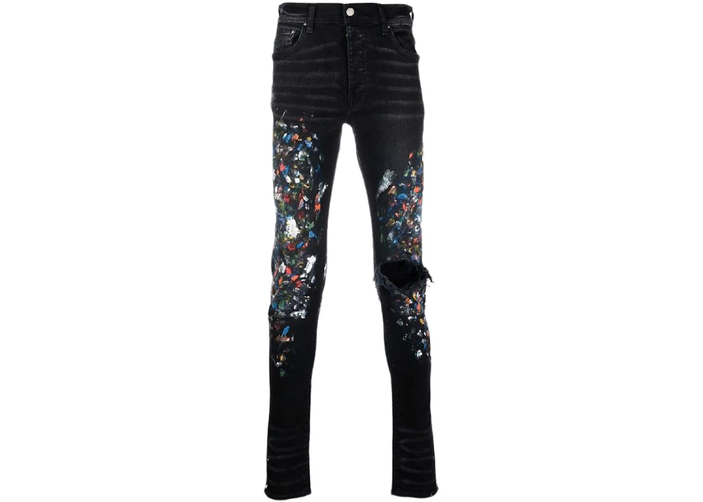 AMIRI Multicolor Painting Distressed Slim Denim Jeans Black