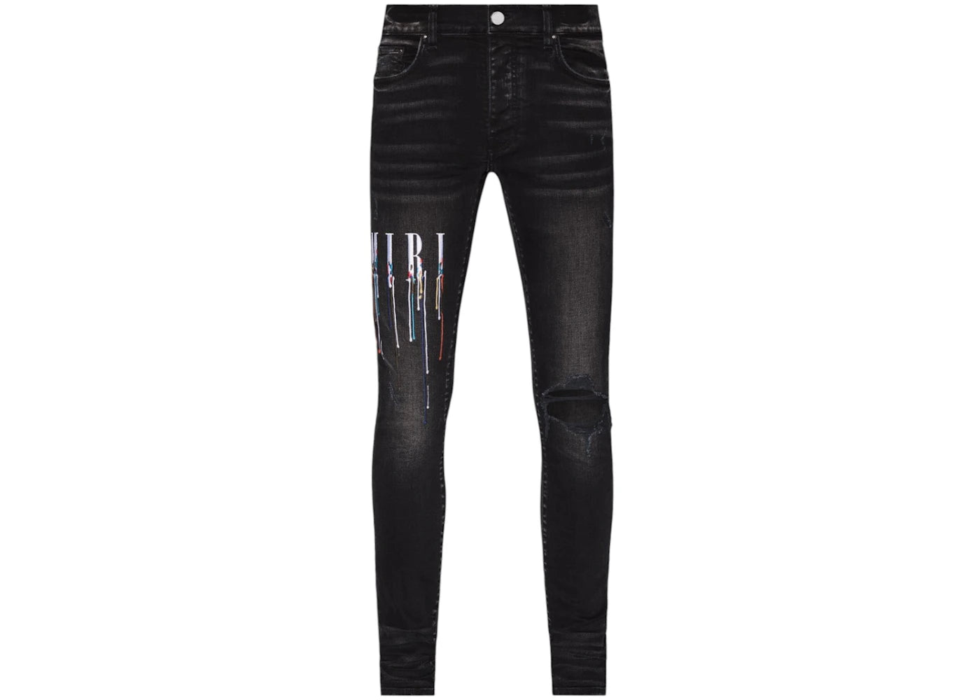 AMIRI Paint Drip Logo Jeans Black