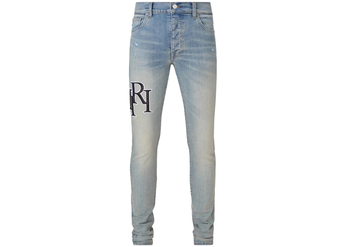 AMIRI Staggered Embroidered Logo Jeans Vintage Indigo