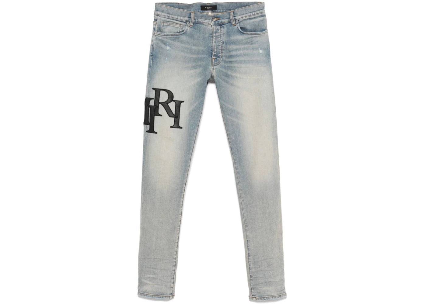 AMIRI Staggered Logo Skinny Jean Antique Indigo Black