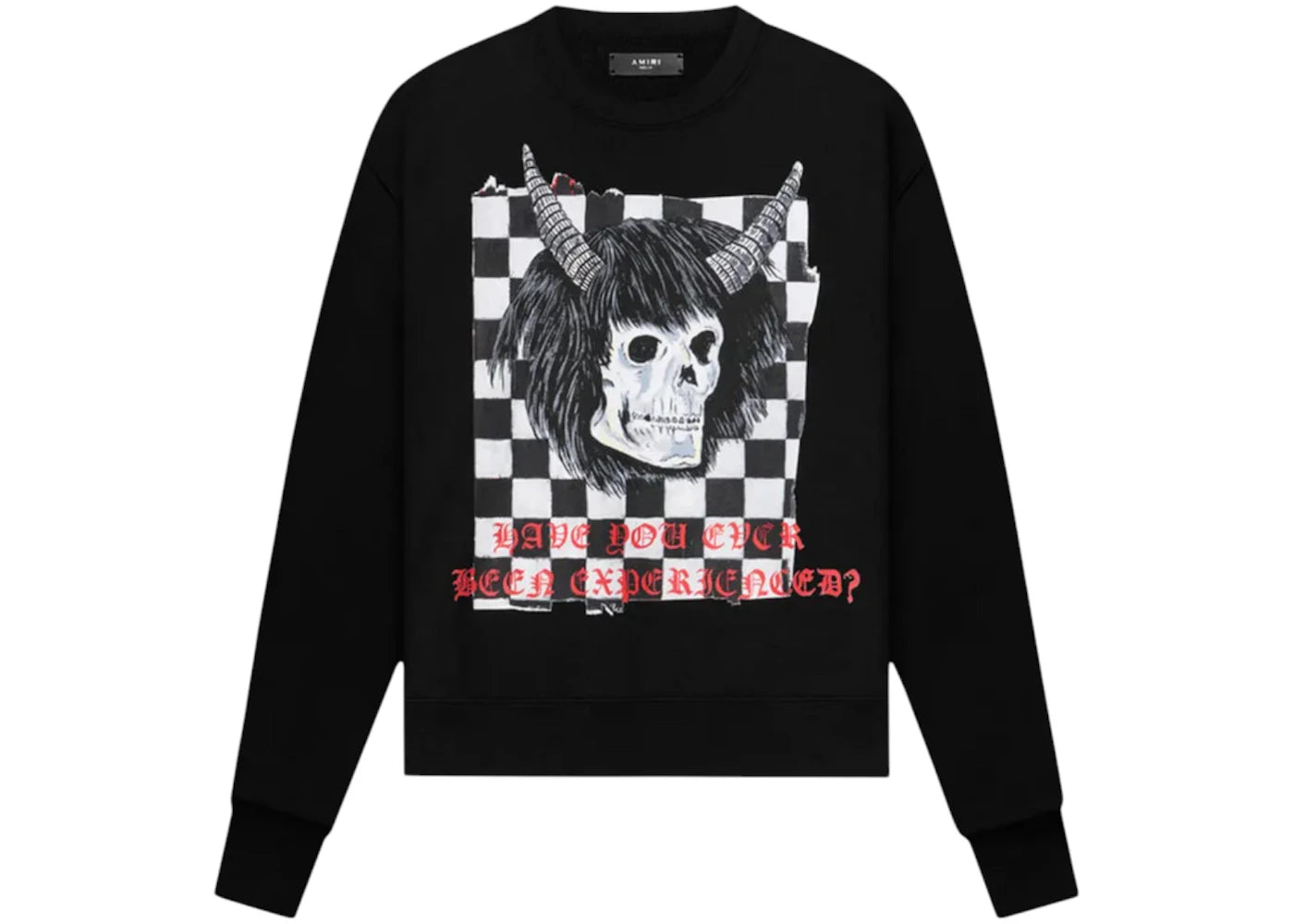 AMIRI x Wes Lang Checker Skull Crewneck Black