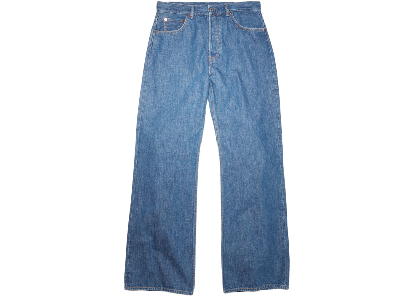Acne Studios Mid Rise Loose Bootcut Rigid Denim Jeans Dark Blue Trash