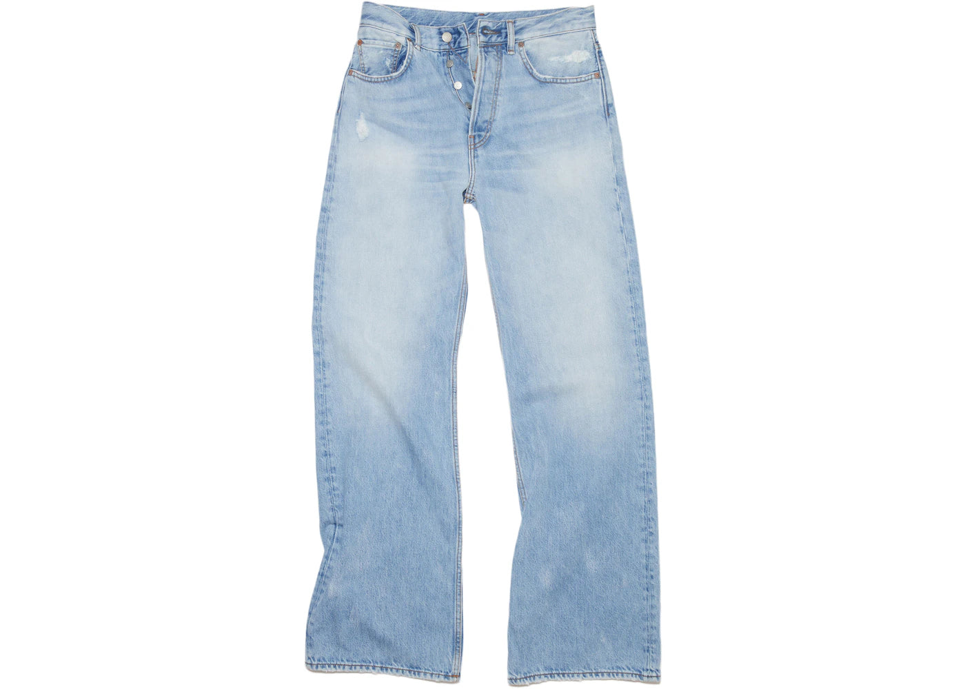 Acne Studios Mid Rise Loose Bootcut Rigid Denim Jeans Light Blue Trash