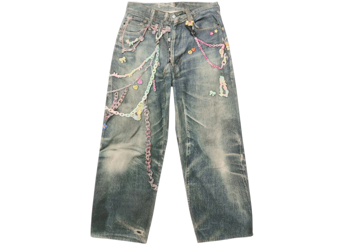 Acne Studios Vintage Chain Detail Loose Jeans Blue