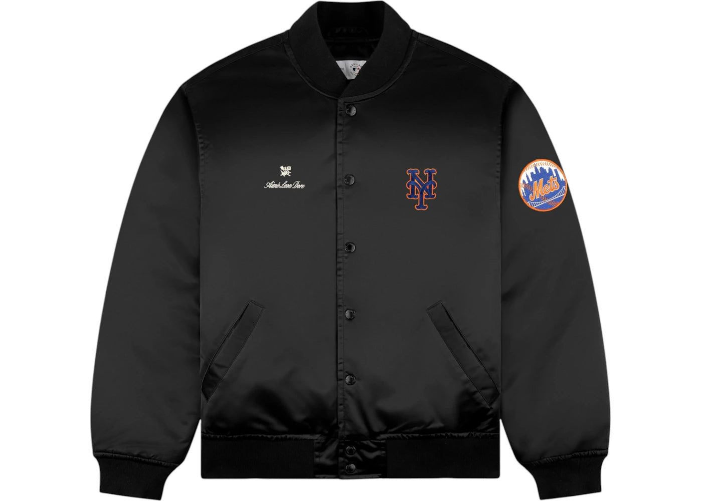 Aime Leon Dore x New York Mets Satin Varsity Jacket Black