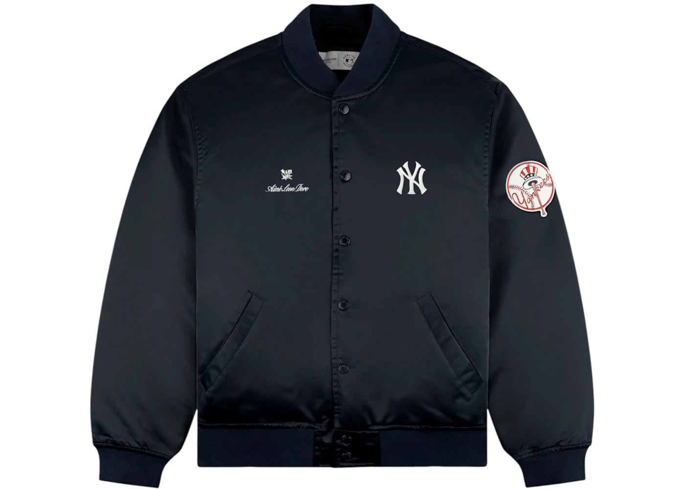 Aime Leon Dore x New York Yankees Satin Varsity Jacket Navy