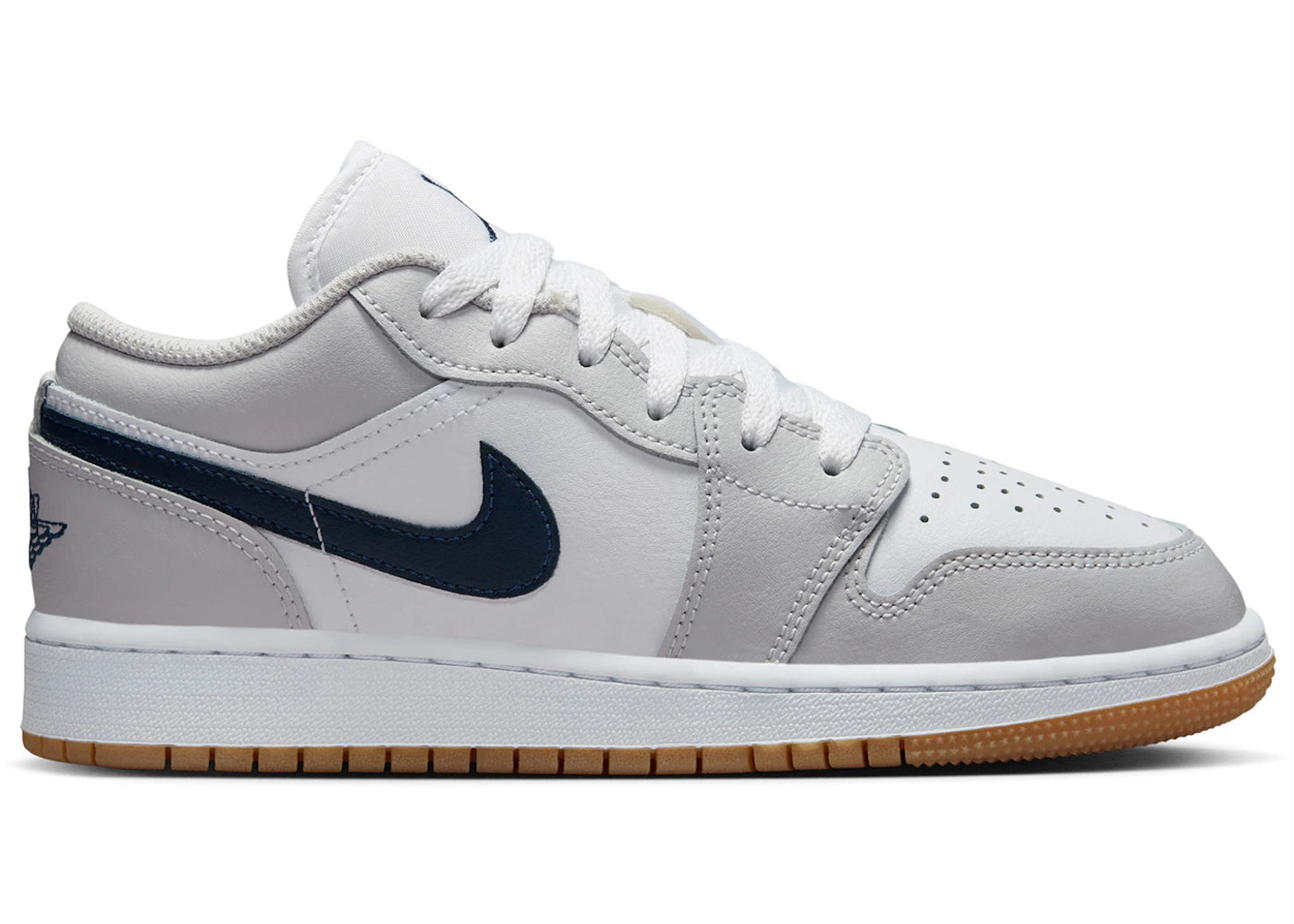 Jordan 1 Low White Neutral Grey Gum Midnight Navy (GS)