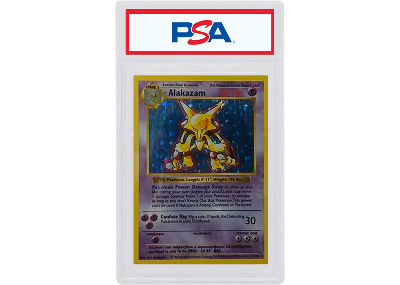 Alakazam-Holo 1999 Pokemon TCG Base Set Shadowless #1/102 (PSA or BGS Graded)