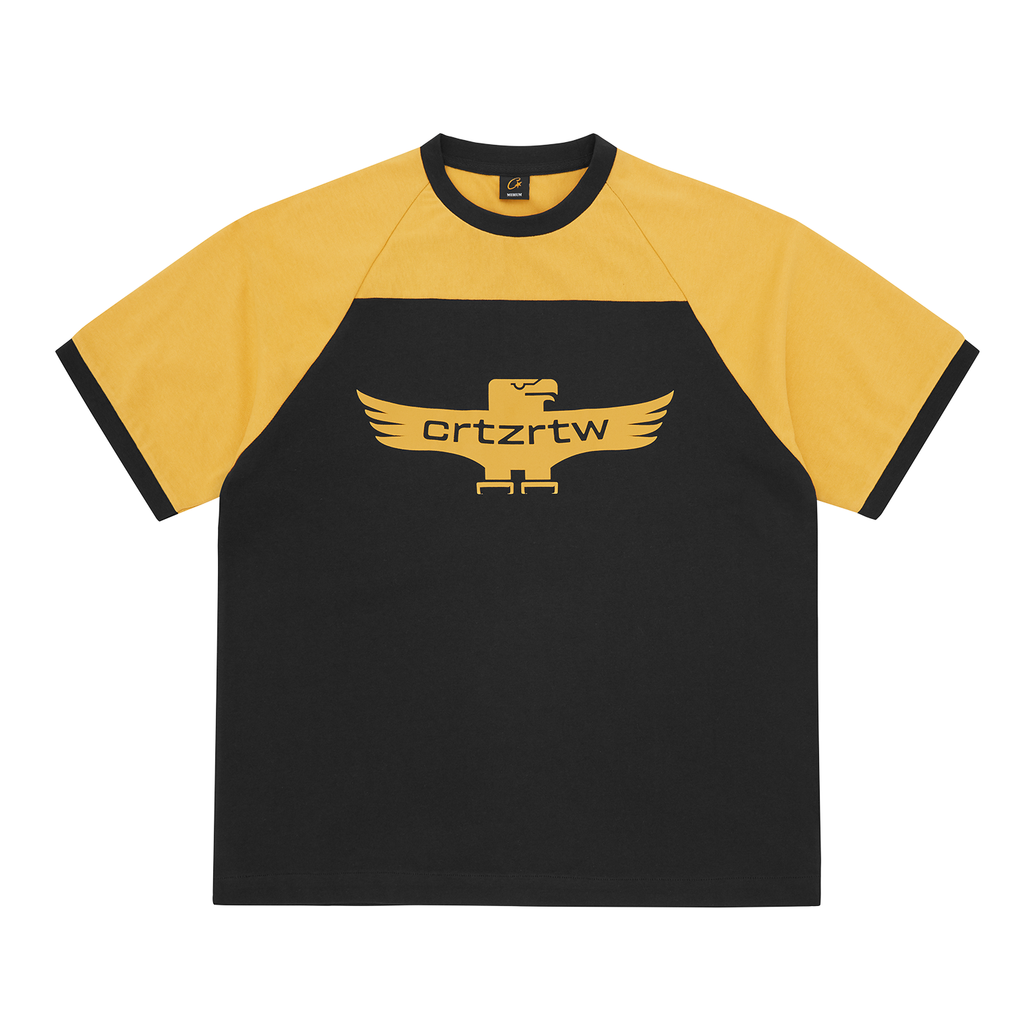 Corteiz Alcatraz Eagle Raglan Tee Black/Yellow