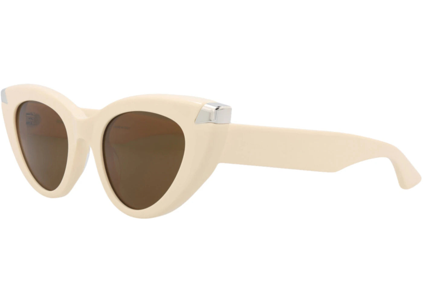 Alexander McQueen Cat Eye Sunglasses Ivory Ivory Brown (AM0442S-30015180-004)