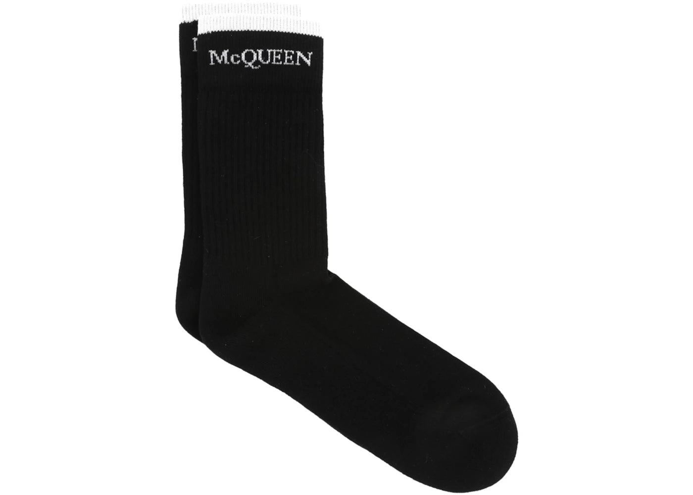 Alexander McQueen Foldover Signature Knit Socks Black White