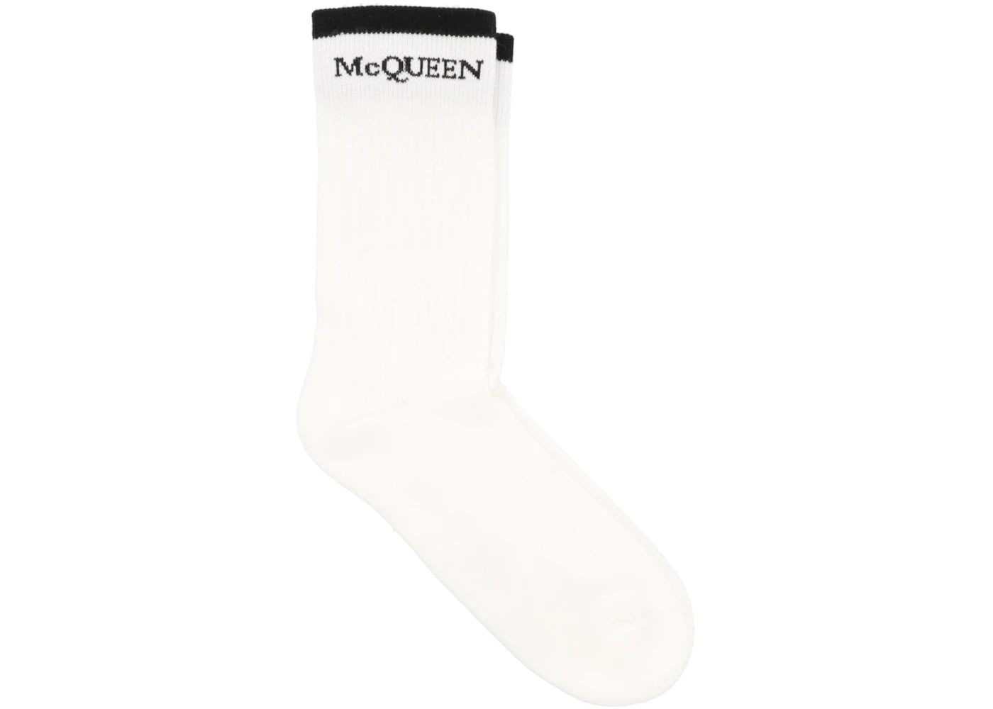 Alexander McQueen Foldover Signature Knit Socks White Black