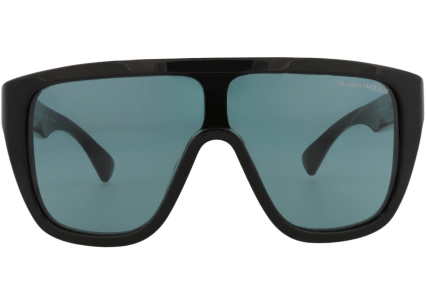 Alexander McQueen Shield-Frame Recycled Acetate Sunglasses Black Black Green (AM0430S-30014628-004)