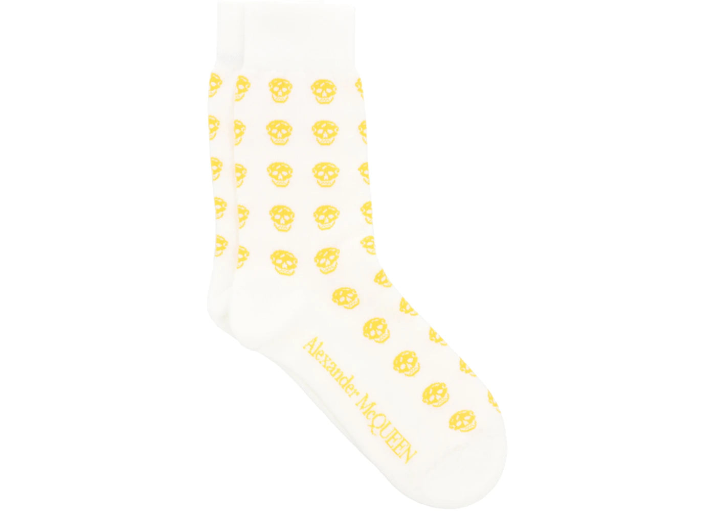 Alexander McQueen Skull Logo Print Socks White Yellow