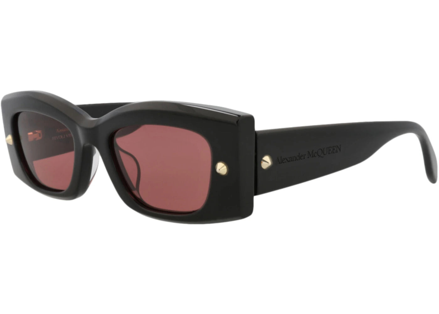 Alexander McQueen Square Rectangle Sunglasses Black Black Red (AM0426S-30014623-006)