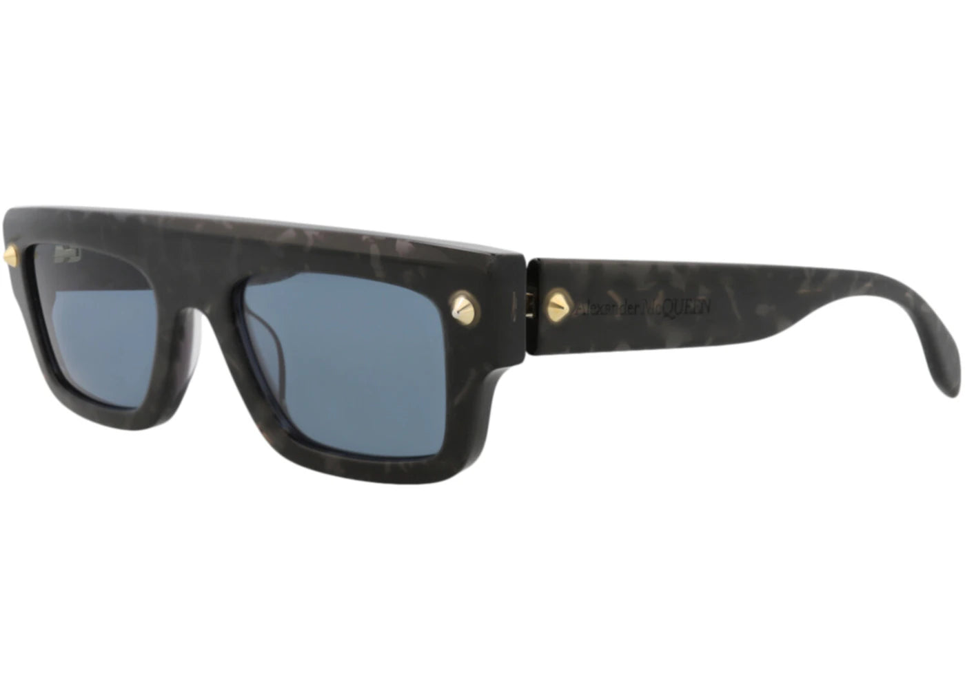 Alexander McQueen Square Rectangle Sunglasses Havana Havana Blue (AM0427S-30014622-003)