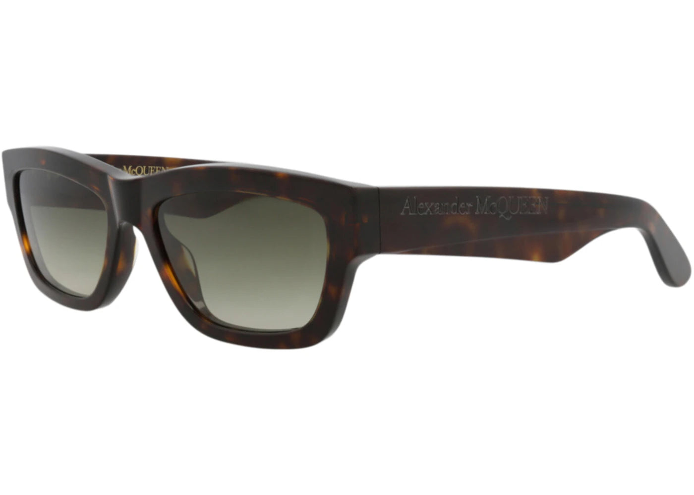 Alexander McQueen Square Rectangle Sunglasses Havana Havana Green (AM0419S-30014614-002)