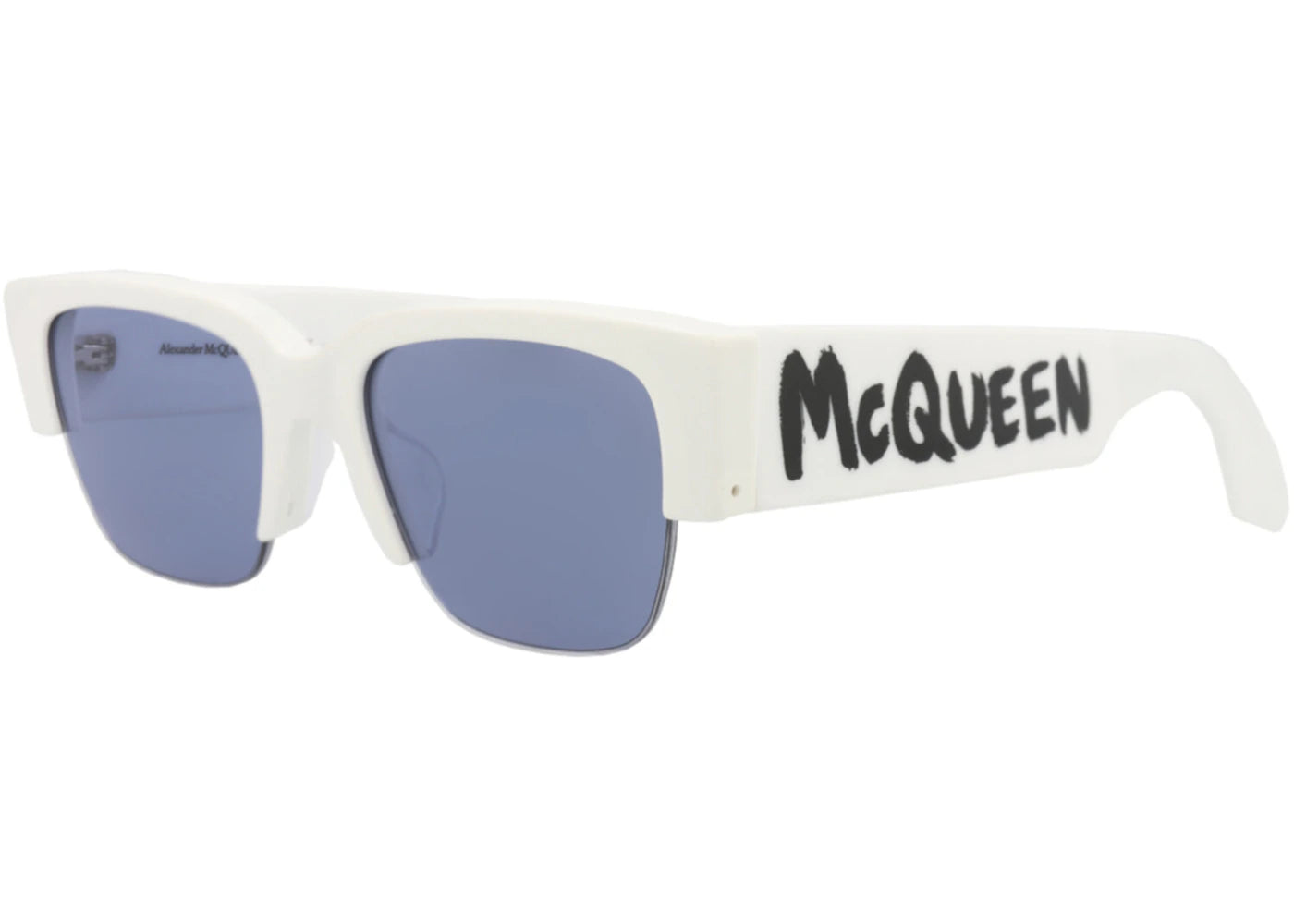 Alexander McQueen Square Rectangle Sunglasses White White Blue (AM0405S-30014336-004)