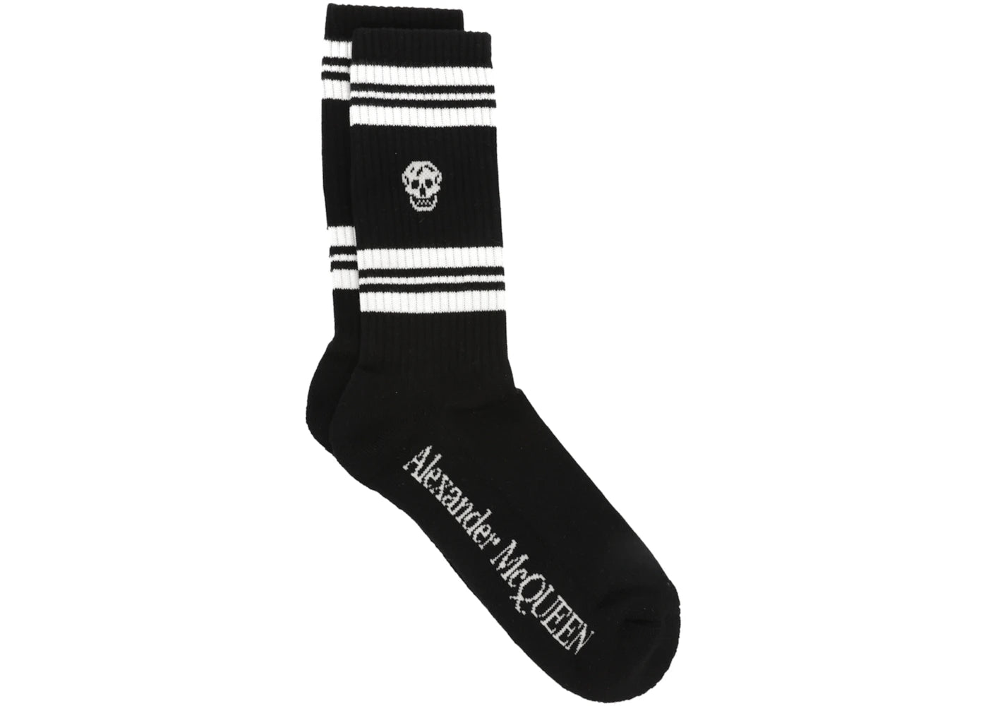Alexander McQueen Striped Skull Logo Socks Black Ivory
