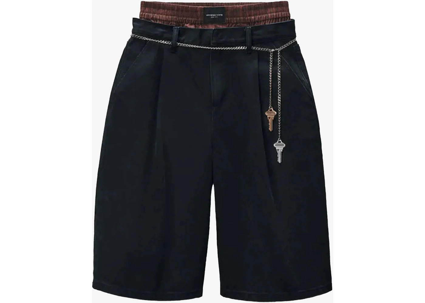 Alexander Wang Chain Belt Pre-Styled Pleated Shorts Faded Black