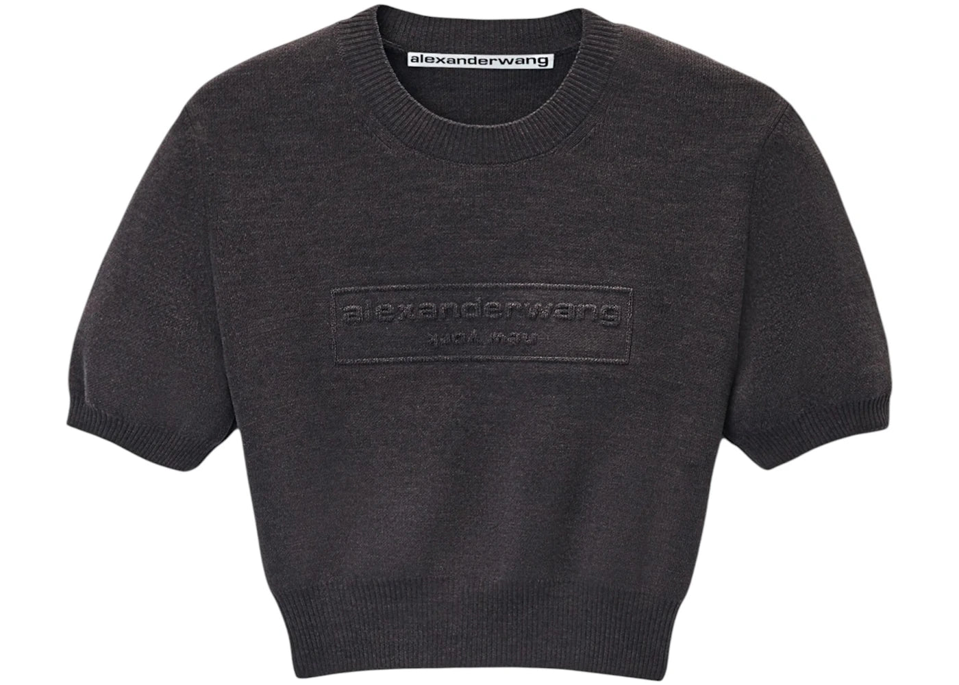 Alexander Wang Embossed Logo Ribbed SS Tee Grey