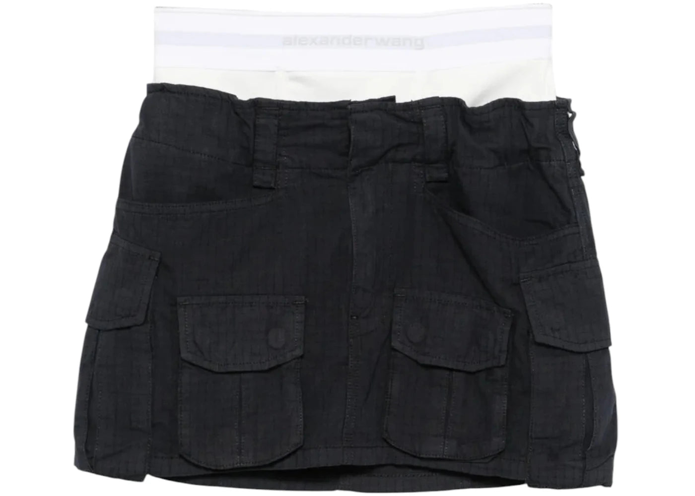 Alexander Wang Logo Elastic Pre Styled Cargo Skirt Asphalt