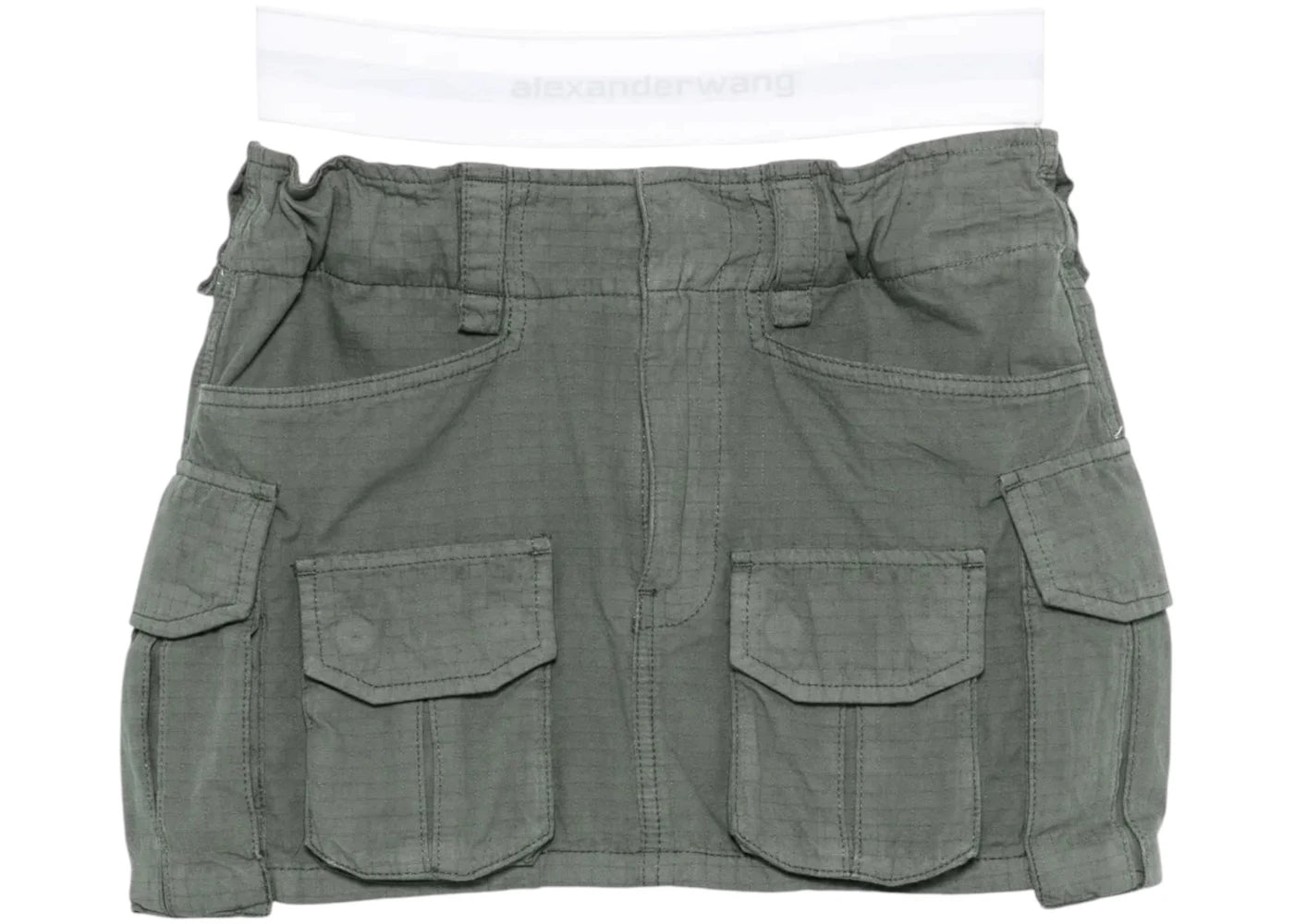 Alexander Wang Logo Elastic Pre Styled Cargo Skirt Balsam Green