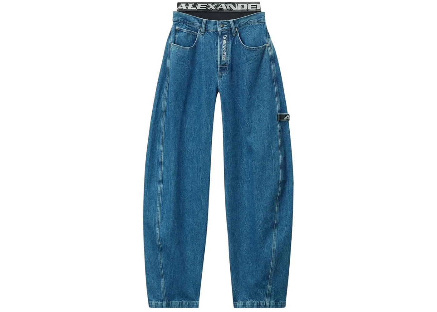 Alexander Wang Logo Elastic Prestyled Rounded Jeans Brown Green