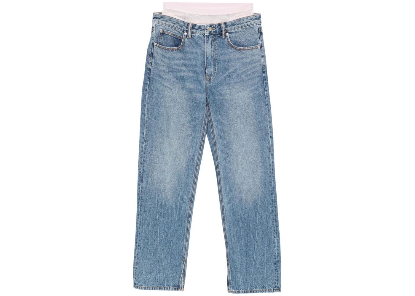 Alexander Wang Slit Hem Jean Prestyle Hotfix Mesh Undie Medium Indigo