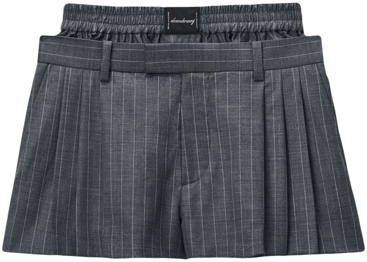 Alexander Wang W/ Boxer Pleated Shorts B Grey Pinstripe