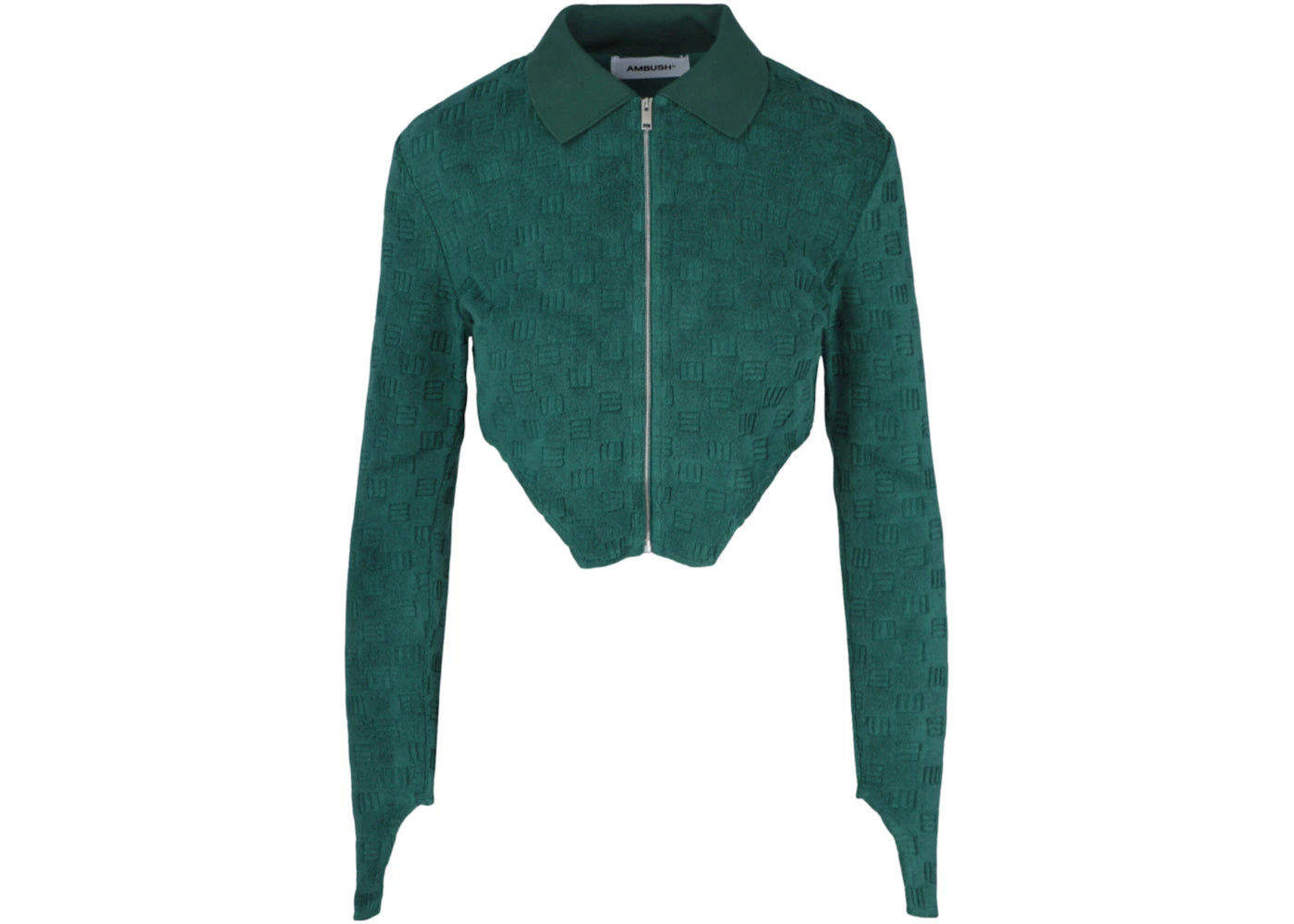 Ambush Monogram Zip-Up Fitted Cropped Jacket Green