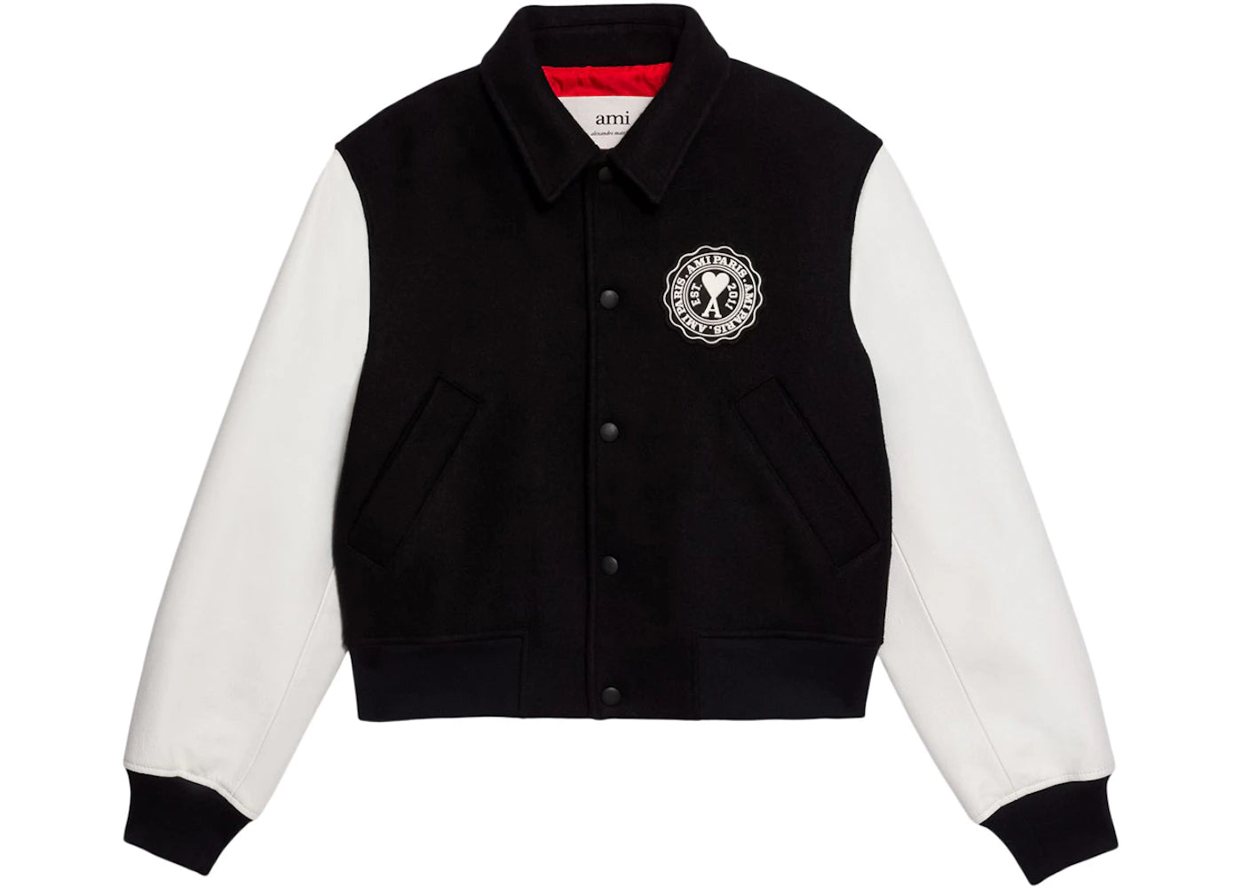 Ami Paris Ami de Coeur Patch Teddy Jacket Black/White
