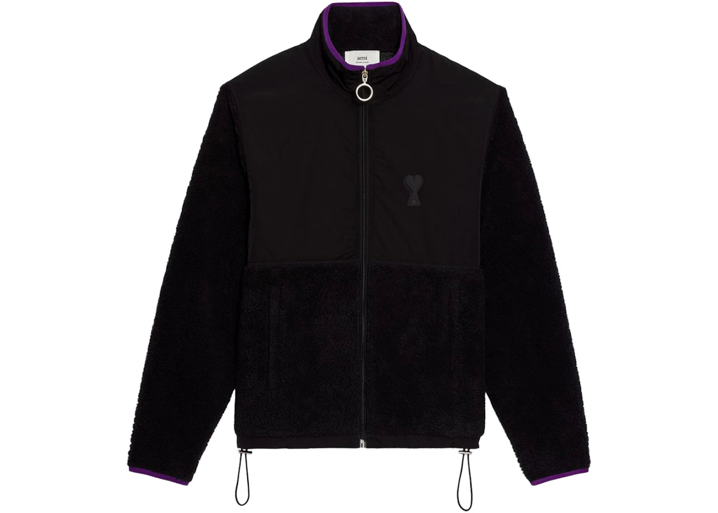 Ami Paris Ami de Coeur Sherpa Zipped Jacket Black