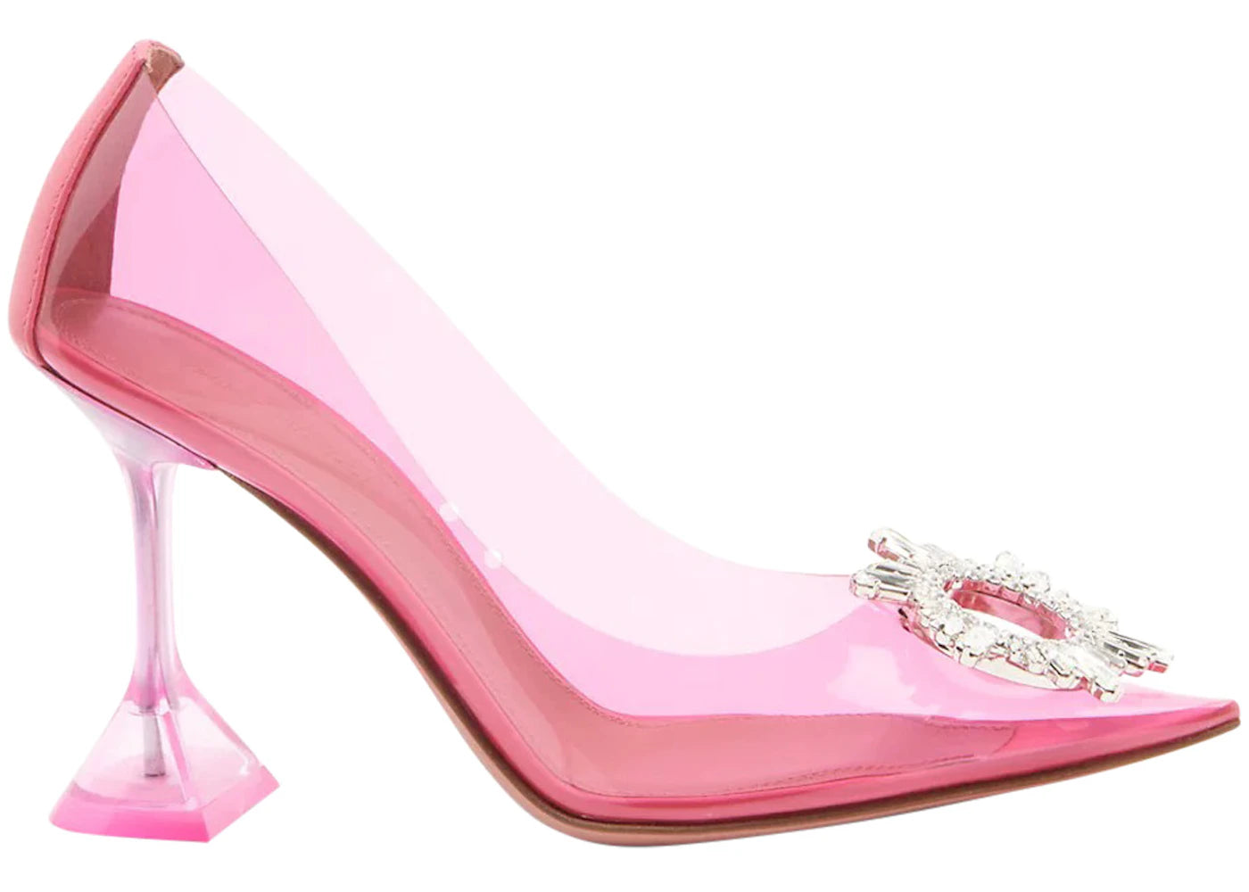 Amina Muaddi Begum 95mm Glass PVC Pump Bubblegum